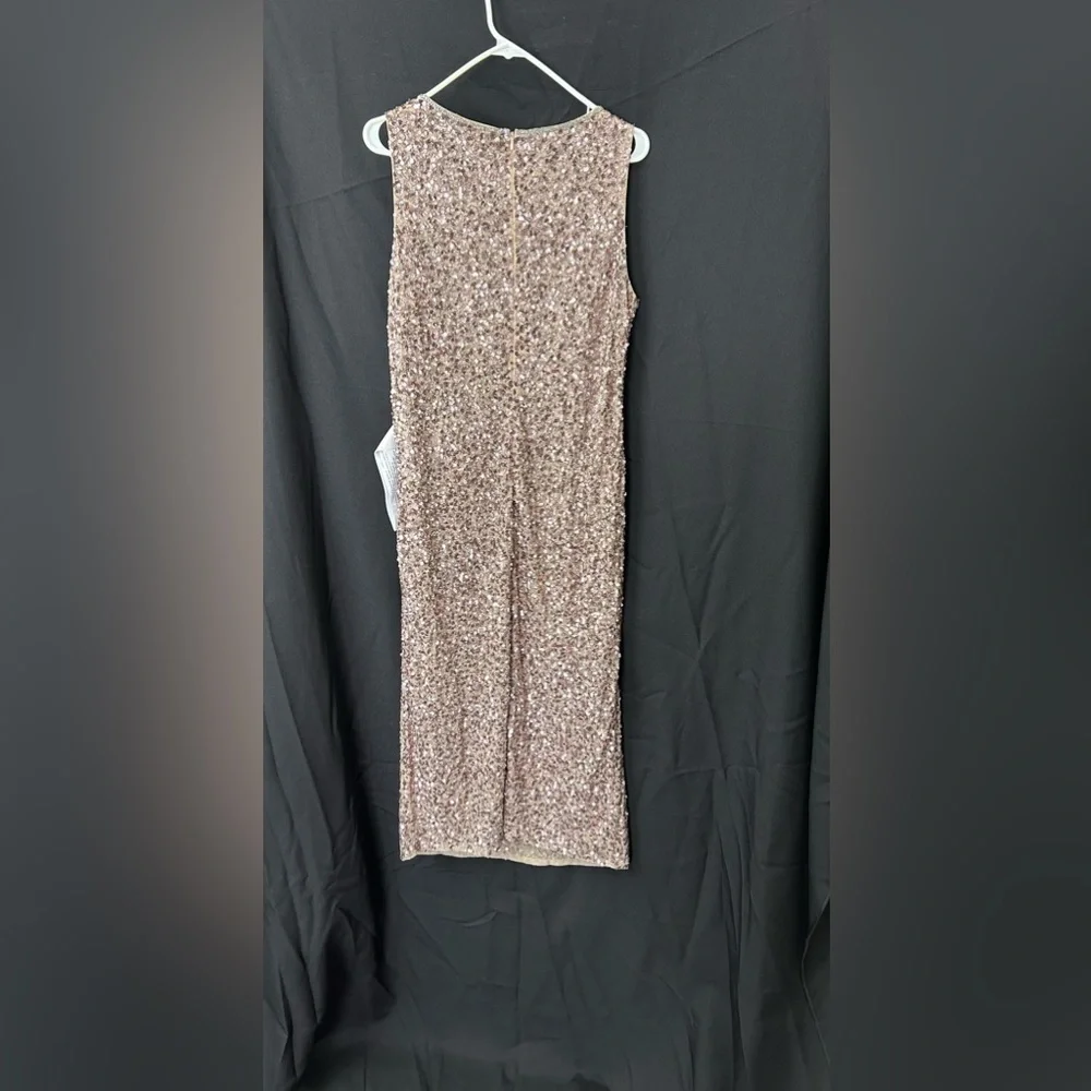 Mac Duggal 5526 NWOT SLEEVELESS SEQUINED MIDI SHEATH DRESS - Picture 5 of 6